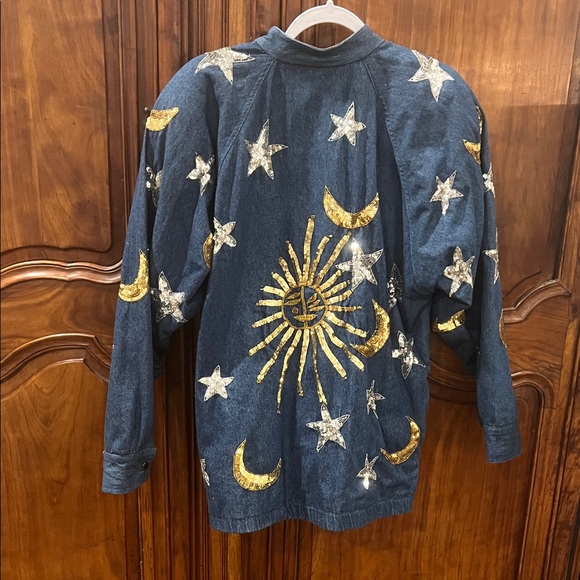 Vintage 1980’s Modi Denim Jacket with Gold Moons and Silver Stars - Picture 2 of 12